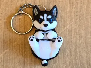 Husky puppy dog flexi keychain