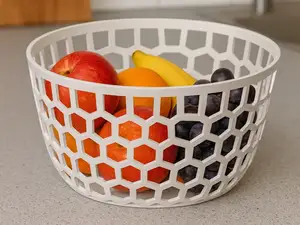 Moderner 3D-gedruckter Obstkorb – Hexagon-Design