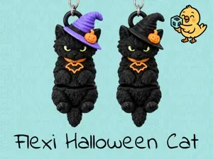 Cute Halloween Cat - Articulated Flexi Keychain