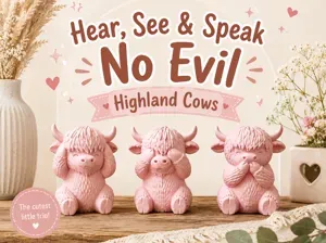 Hear, See & Speak No Evil Highland Cows