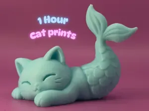 Sleepy Mermaid Cat - 1 hour print