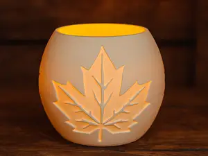 Teelicht mit Herbstdekor