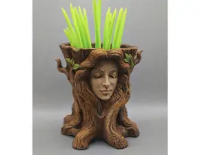 Flowerpot woman's face in a tree / desk organizers