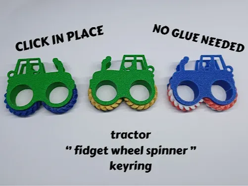 Tractor 'Fidget' Wheel Spinner - Keyring Keychain
