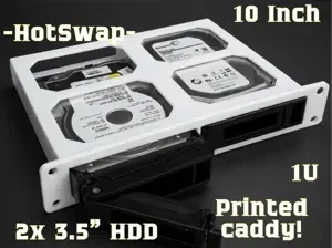 10" Rack 1U Tray 2x 3.5” SATA/SAS For HP Caddy