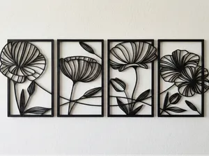 Minimalist Floral Wall Art Collection -4 Panel Set