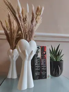 Hands Holding Heart Vase, Valentines, dried flower