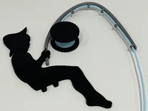 FisherMan with fishing rod and reel filament spool