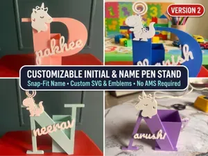 Layered Name & Emblem Pen Stand (V2 – Parametric)