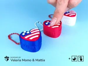 USA Heart Clicker Keychain – 4th of July Edition