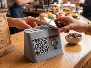 Weighted Google Review Stand - NFC, QR & Grip Feet