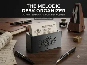 Music Note Business Card Holder Desk Organizer