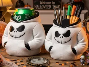 JACK SKELLINGTON SET- PEN HOLDER AND CAN COOLER
