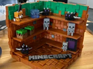 Shelf for Minecraft figurines from Kinder Joy.