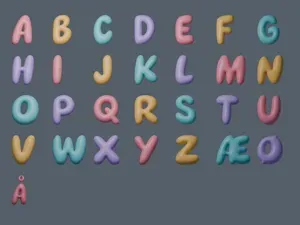 Super Waffles – Bubble Letter Alphabet A–Z + Æ Ø Å