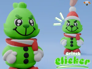 Cute Christmas Grinch Fidget Clicker + Keychain