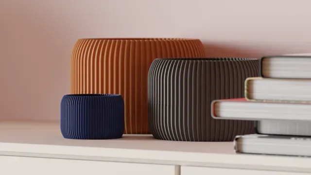 Modern Ribbed Plant Pot With Drainage Drip Tray. — Фото 5 из 9
