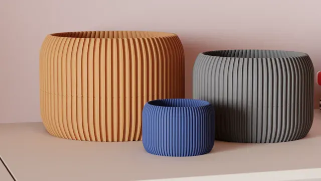 Modern Ribbed Plant Pot With Drainage Drip Tray. — Фото 6 из 9