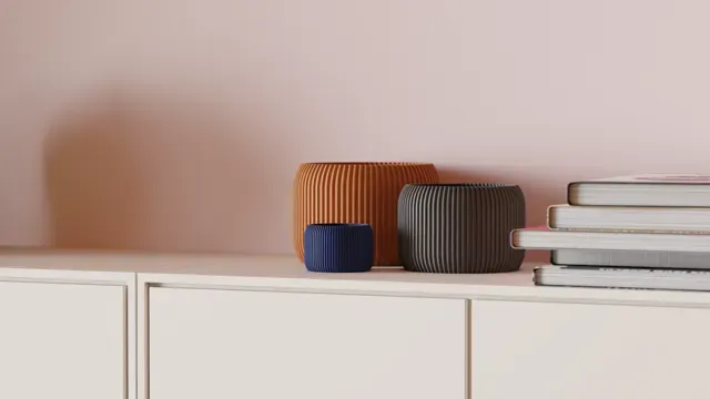 Modern Ribbed Plant Pot With Drainage Drip Tray. — Фото 4 из 9