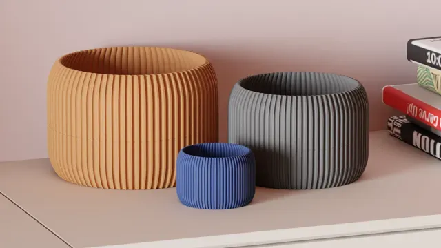 Modern Ribbed Plant Pot With Drainage Drip Tray. — Фото 7 из 9