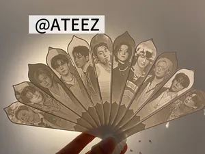 ATEEZ男团 扇子 爱豆 kpop 韩团 浮雕 折扇