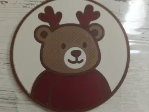 Christmas Coaster – Bear with Santa Hat