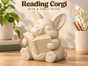 Reading Corgi | Cute Desk & Shelf Decor