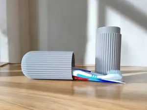 Ribbed Toothbrush & Toothpaste Travel Case