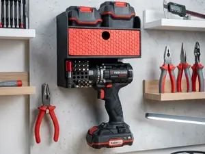 Universal Wall Drill Mount with Accessory Bins