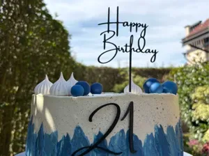 Happy Birthday Cake Topper with Number 21