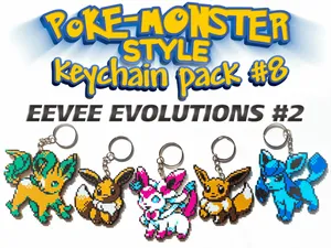Poke-monster Keychain Pack #8 Eevee Evolutions #2