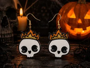 Fire skull earrings