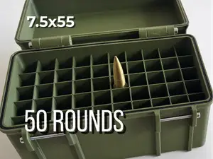 7.55x55 Swiss Ammo Box - Holds 50 Rounds