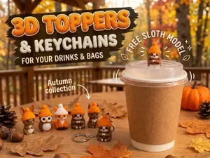 Sloth in a hat (Coffee Topper or Keychain)