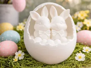 Easter Bunnies in Easter Egg - Decor