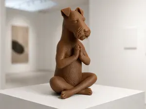 Meditating Fox Terrier Prayer Pose - Zen Statue
