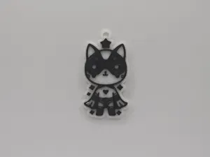 Cute Superhero Cat Keychain