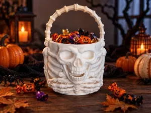 Spooky Skeleton Bone Halloween Skull Bones Basket
