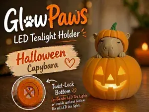 Capybara GlowPaws Tealight Holder Pumpkin