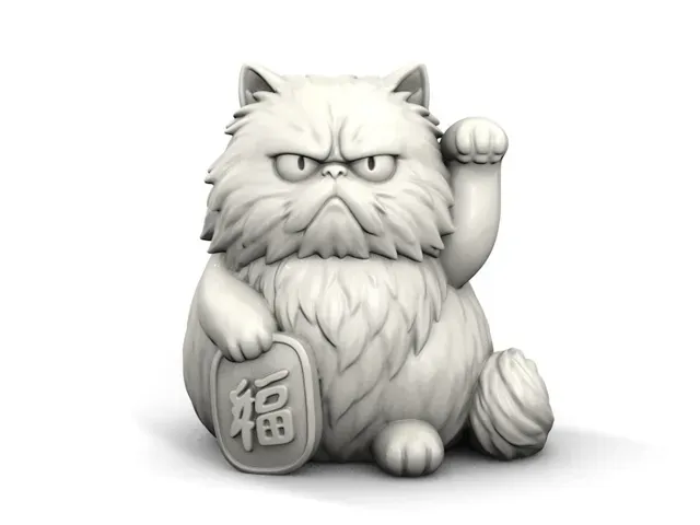 Grumpy Fortune Cat | Persian Lucky Desk Companion — Image 2 of 6