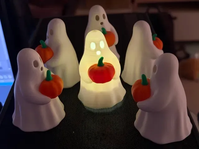 Cute Ghost |NO AMS| Swith Pumpkin LED Tea Light — Image 8 of 10