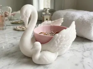 Swan Jewelry Dish Trinket Tray Ring Holder Bowl