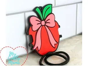 School teacher apple with bow hair tie keychain