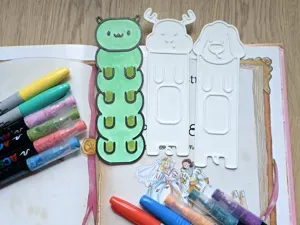 Caterpillar Reindeer Dog Bookmark Coloring Craft