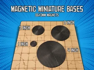 Magnetic Miniature Bases - 17 sizes - round & oval