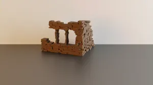 Ruined corner wall #6 with multiple windows - wargaming terrain