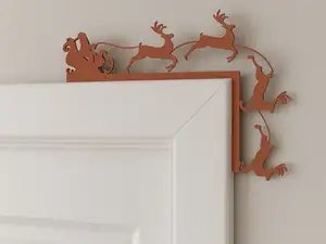Slim Santa Sleigh & Reindeer Door Topper Christmas