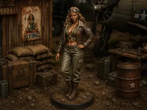 Pinup Girl WW2 Pilot 10cm