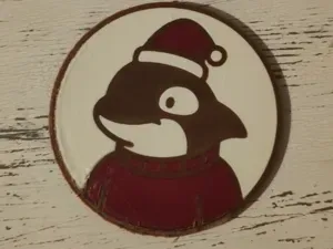 Christmas Coaster – Orca with Santa Hat