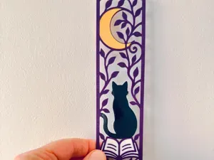 Black Cat & Crescent Moon Openwork Bookmark